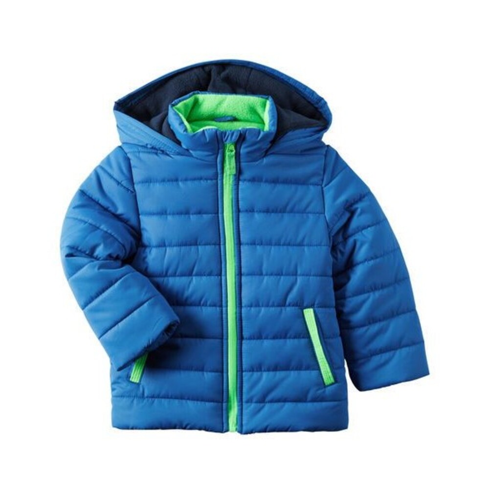 NWT Carter'sPuffer Jacket Blue Green Hooded Toddler 12M